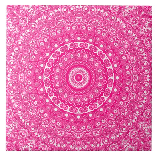 Vivid Rose Pink Mandala Muster Fliese (Vorderseite)