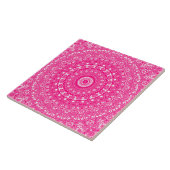 Vivid Rose Pink Mandala Muster Fliese (Seite)