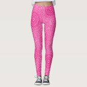 Vivid Rose Pink Mandala Muster Leggings (Vorderseite)
