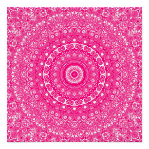 Vivid Rose Pink Mandala Muster Poster