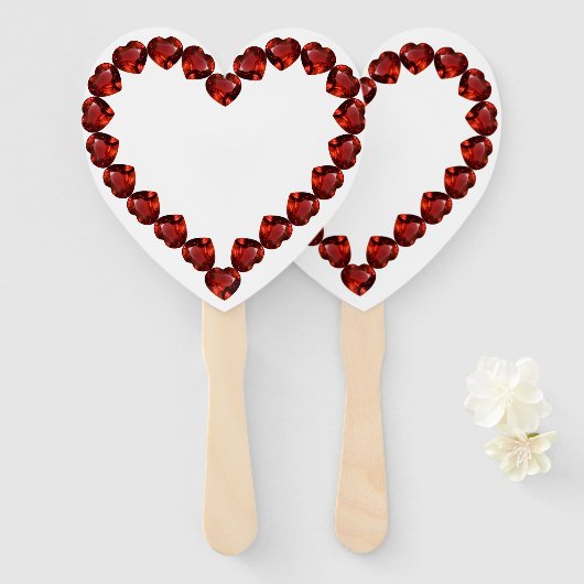 Vivid Ruby Heart Gemstone Design Fächer (Vorne und Hinten)