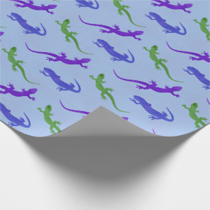 Vivid Salamander Silhouette in Blue Geschenkpapier