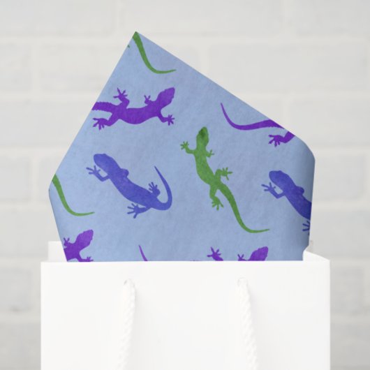 Vivid Salamander Silhouette in Blue Seidenpapier (Geschenktüte)
