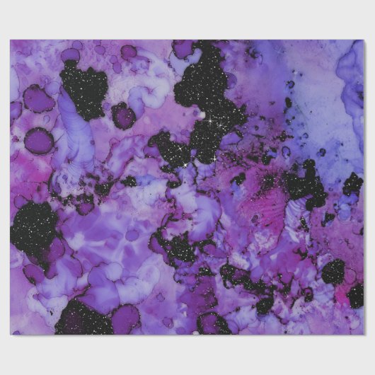 Vivid Schimmernd Schwarz und Lila Tintenflasche Geschenkpapier (Flach)