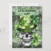 Vivid Skull with Green Hat Illustration Einladung (Vorderseite)