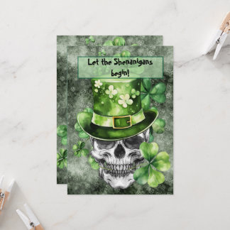 Vivid Skull with Green Hat Illustration Einladung