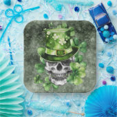 Vivid Skull with Green Hat Illustration Pappteller (Party)