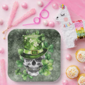 Vivid Skull with Green Hat Illustration Pappteller (Party)
