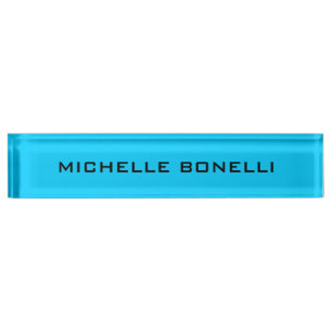 Vivid Sky Blue Minimalistisch Schlicht Legible Mod Namensplakette