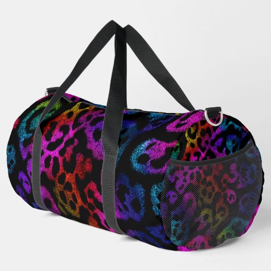 Vivid Speckled Leopard Print Duffle Bag (Rechte Ecke)
