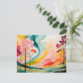Vivid Springtime Abstrakte Wasserfarbe Postkarte (Stehend Vorderseite)