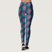 Vivid Strong Red & Blue Neon Design Leggings (Rückseite)