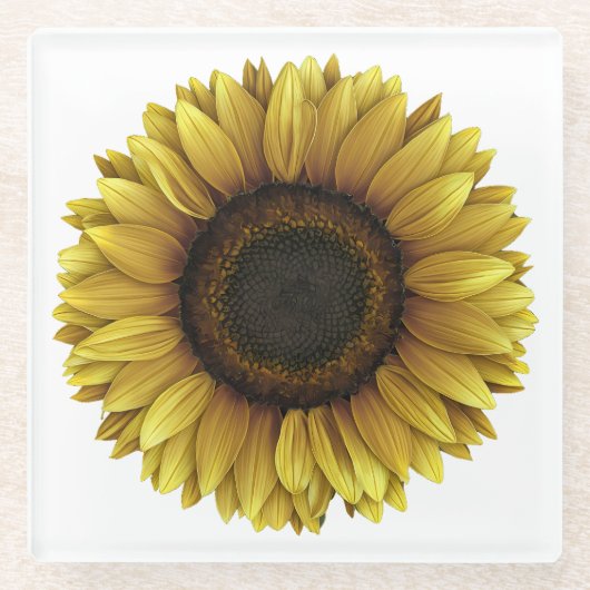 Vivid Sunflower Botanical Art Design Glasuntersetzer (Vorderseite)