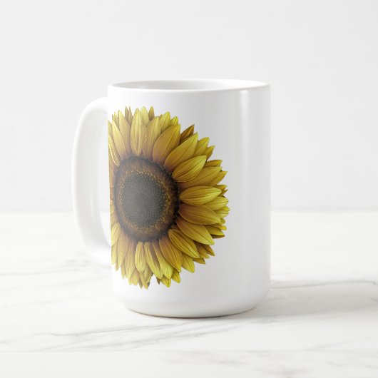 Vivid Sunflower Botanical Art Design Kaffeetasse (Vorderseite Links)