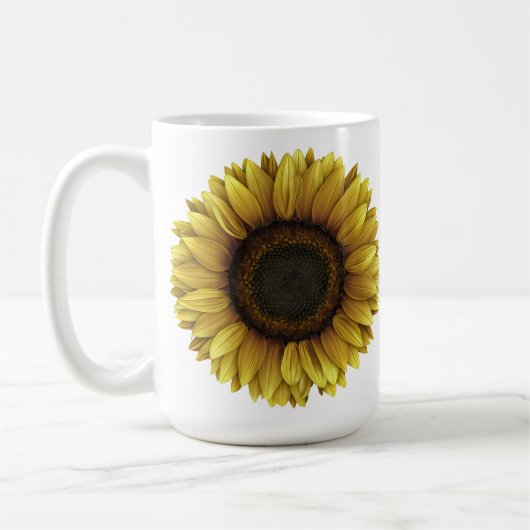 Vivid Sunflower Botanical Art Design Kaffeetasse (Links)