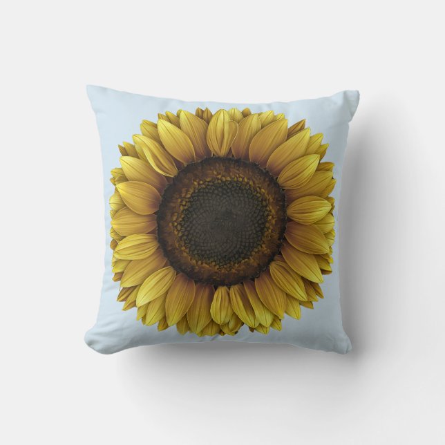 Vivid Sunflower Botanical Art Design Kissen (Vorderseite)
