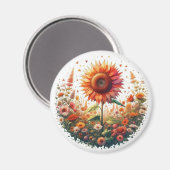 Vivid Sunflower Magnet (Vorderseite/Rückseite)
