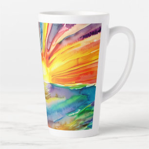 Vivid Sunset Illustration Wasser Reflektion Milchtasse