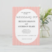 Vivid Tangerine Blush Striped Elegant Wedding Einladung (Stehend Vorderseite)