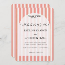 Vivid Tangerine Blush Striped Elegant Wedding Einladung