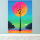 Vivid Tree Unter einem kosmischen Regenbogen Himme Leinwanddruck (Insitu (Holzboden))