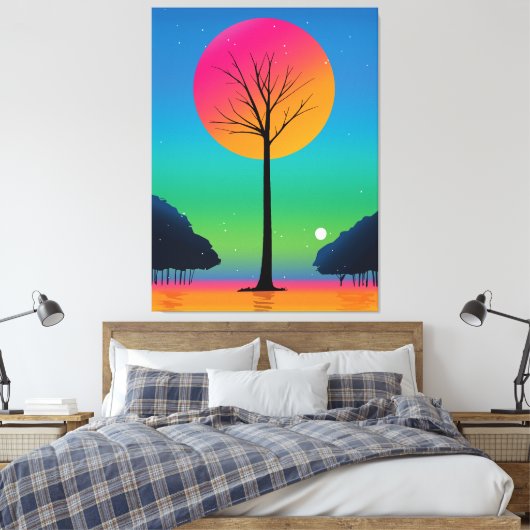 Vivid Tree Unter einem kosmischen Regenbogen Himme Leinwanddruck (Insitu (Schlafzimmer))