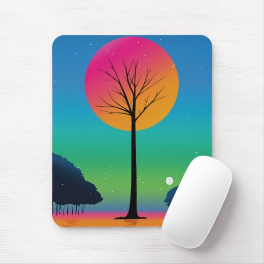 Vivid Tree Unter einem kosmischen Regenbogen Himme Mousepad (Mit Mouse)
