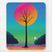Vivid Tree Unter einem kosmischen Regenbogen Himme Mousepad (Vorne)
