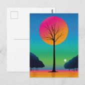 Vivid Tree Unter einem kosmischen Regenbogen Himme Postkarte (Vorne/Hinten)