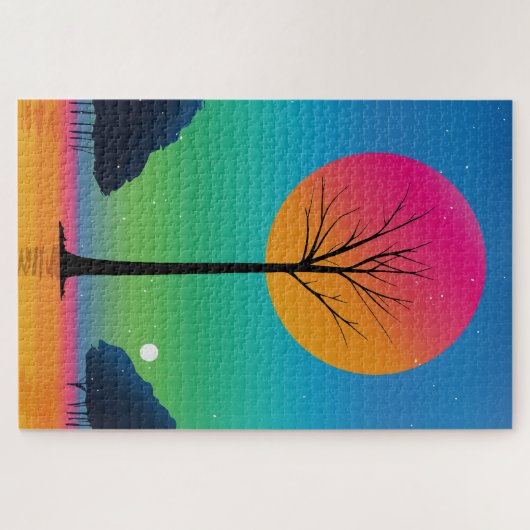 Vivid Tree Unter einem kosmischen Regenbogen Himme Puzzle (Horizontal)