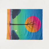 Vivid Tree Unter einem kosmischen Regenbogen Himme Wandteppich (Vorderseite (Horizontal))