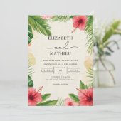 Vivid Tropical Bloom Arch Wedding Einladung (Stehend Vorderseite)