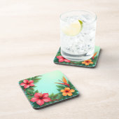 Vivid Tropical Floral Delight Getränkeuntersetzer (Rechte Seite)