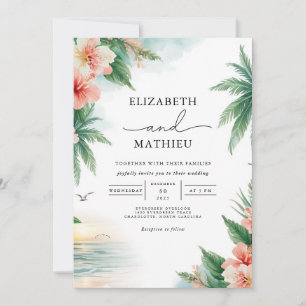 Vivid Tropical Foliage Arch Wedding Einladung