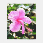 Vivid Tropical Pink Hibiscus Fleecedecke (Vorderseite)