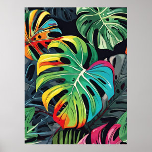Vivid Tropics Monstera Blätter Artprint Poster