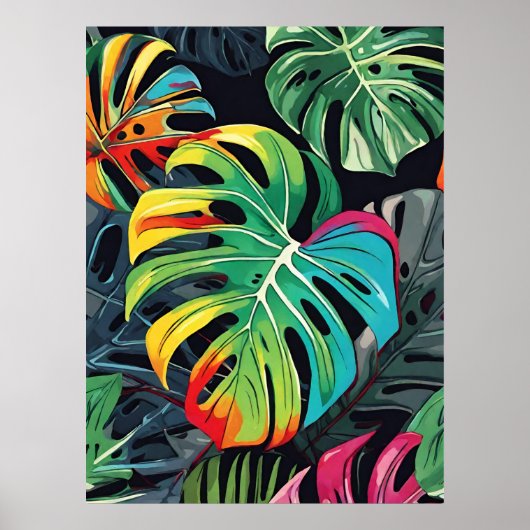 Vivid Tropics Monstera Blätter Artprint Poster (Vorne)