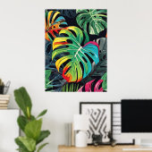Vivid Tropics Monstera Blätter Artprint Poster (Heimbüro)