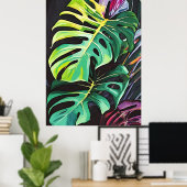 Vivid Tropics Monstera Blätter Artprint Poster (Heimbüro)