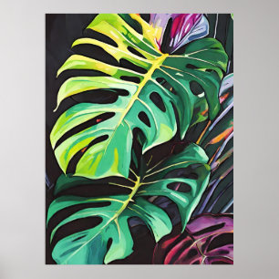 Vivid Tropics Monstera Blätter Artprint Poster