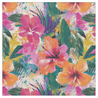 Vivid Tropischer Hibiskus Abstrakte Stoffe