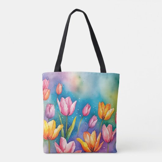 Vivid Tulips Tote Design Tasche (Rückseite)