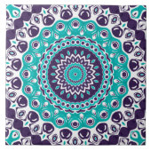 Vivid Turquoise and Plum Mandala Pattern Fliese (Vorderseite)