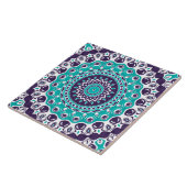 Vivid Turquoise and Plum Mandala Pattern Fliese (Seite)