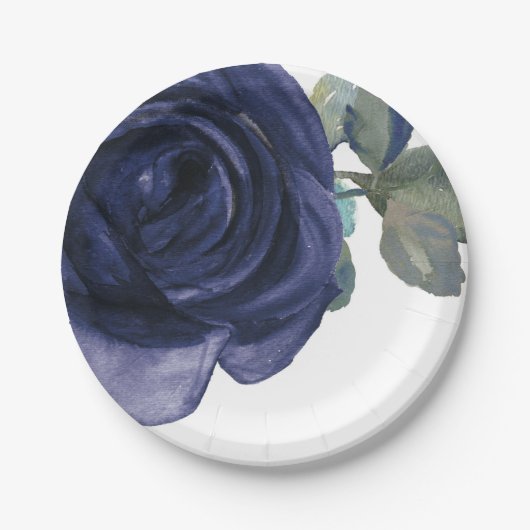 Vivid Vibrand Indigo Lila Blue Floral Pappteller (Vorderseite)