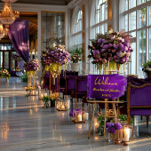 Vivid Violet Lila und Gold Akryllische Hochzeit Acrylschild