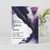 Vivid Violet Rose Wasserfarbene Hochzeitsfeiern Einladung (Stehend Vorderseite)