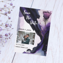 Vivid Violet Rose Wedding Save the Date