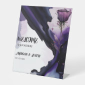 Vivid Violet Rose Wedding Sign Sockelschild (Vorderseite)