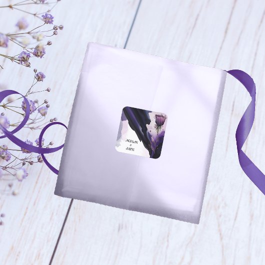 Vivid Violet Rose Wedding Stickers